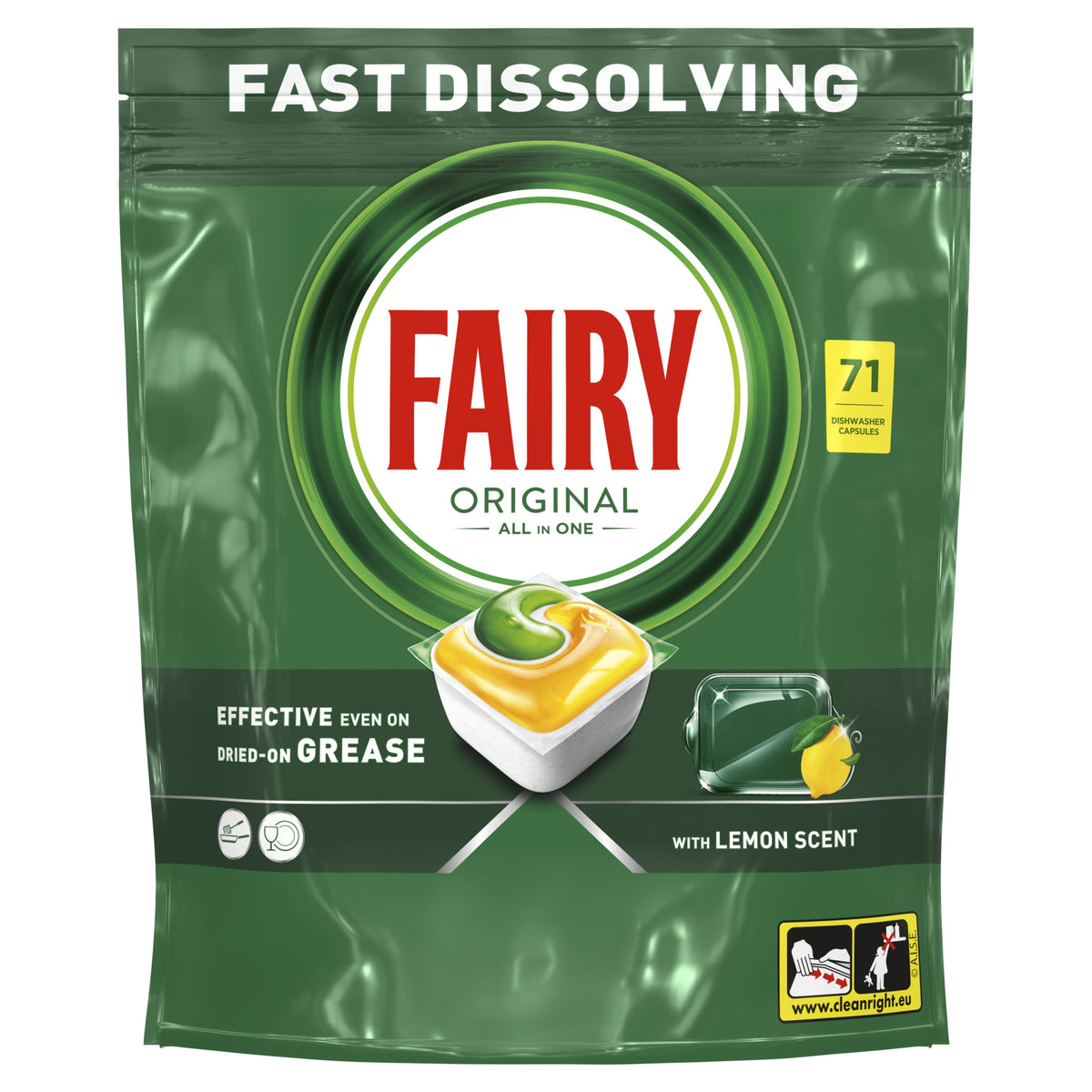 Fairy Original All In One Dishwasher Capsules Lemon 71 Pack