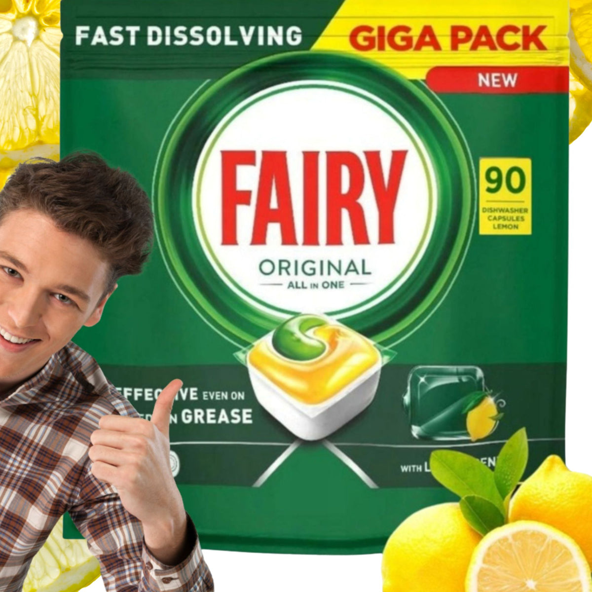 Fairy Original All In One Dishwasher Capsules Lemon 90 Pack GIGA PACK Manufacturer code 8700216237383