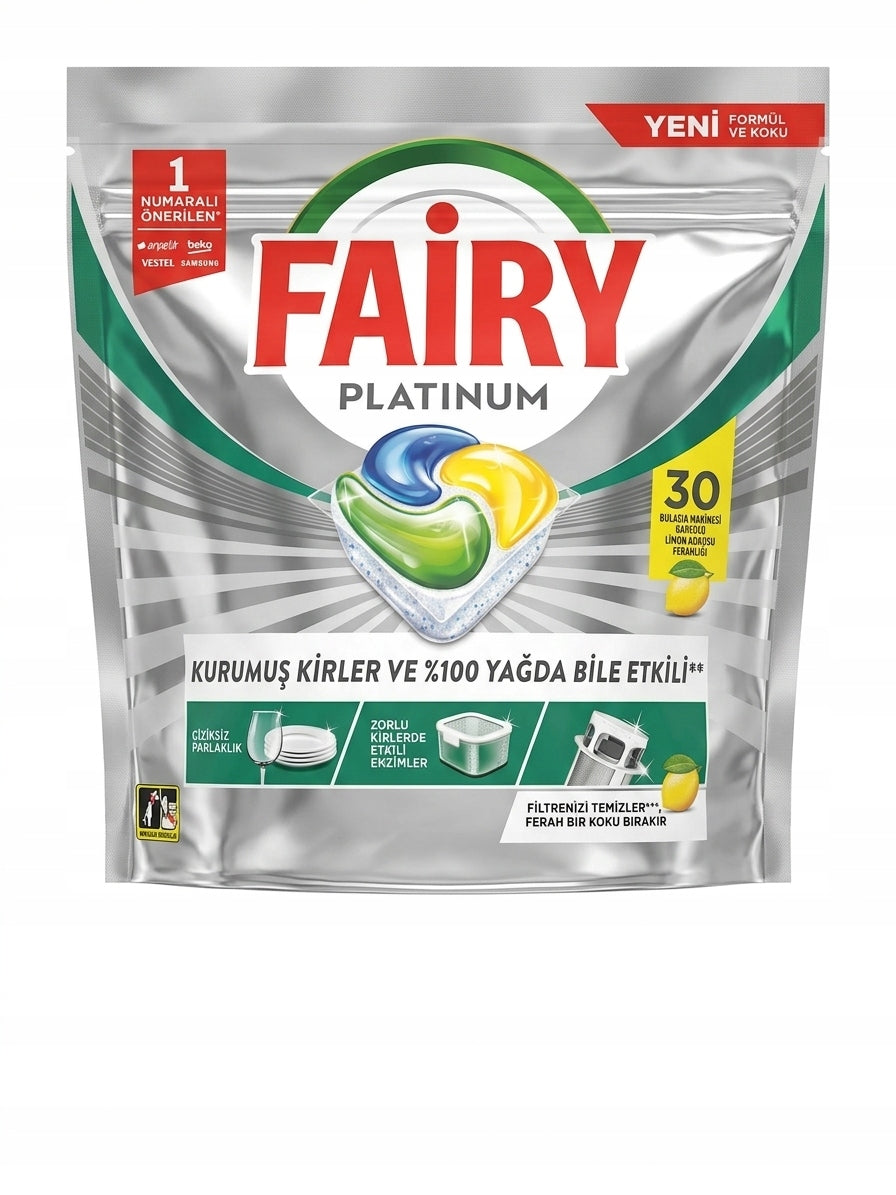 Fairy Platinum Capsules Dishwasher Tablets 30 Pieces Lemon