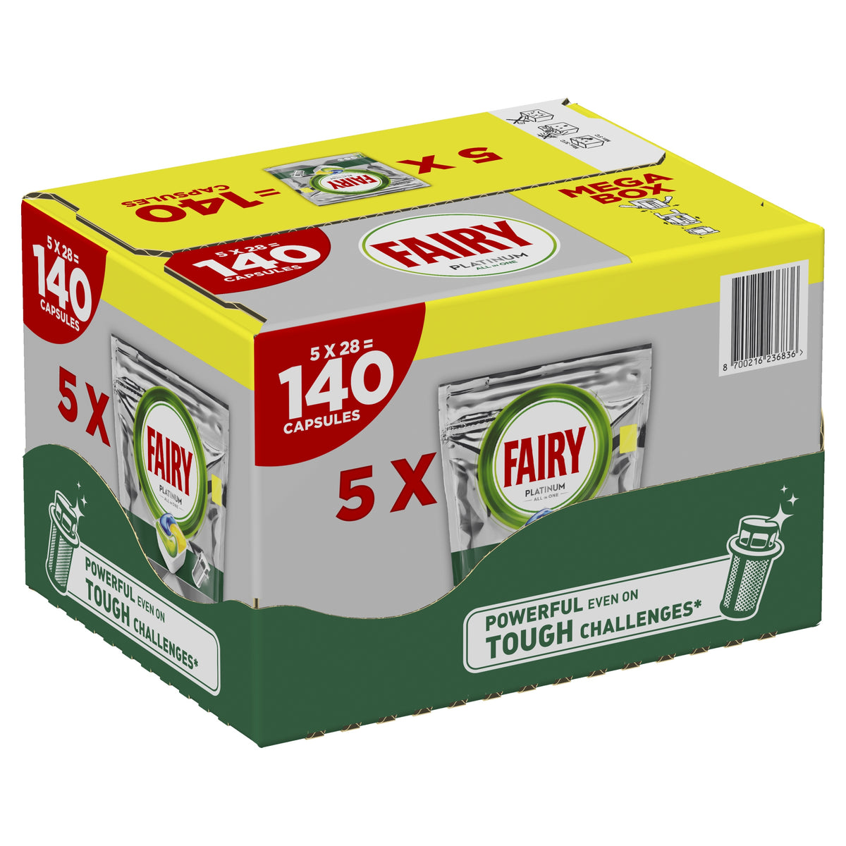 Fairy Platinum Dishwasher Tablets 140 PCS CAPSULES CUBES