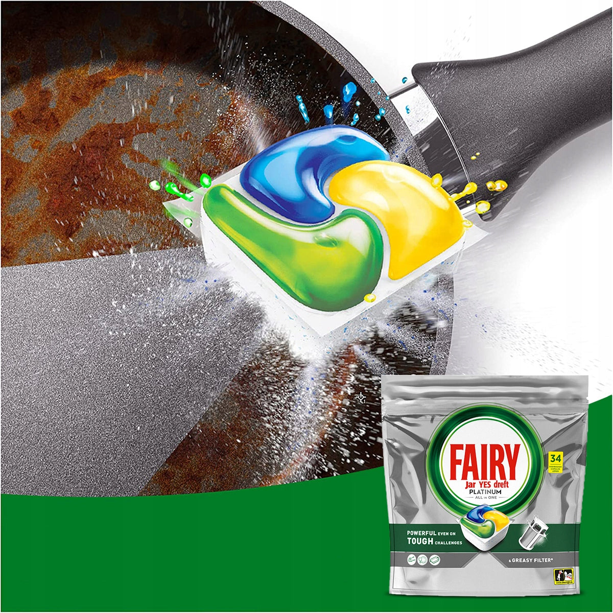 Fairy Platinum Lemon All In One Dishwasher Capsules, 170 Pieces Brand Fairy