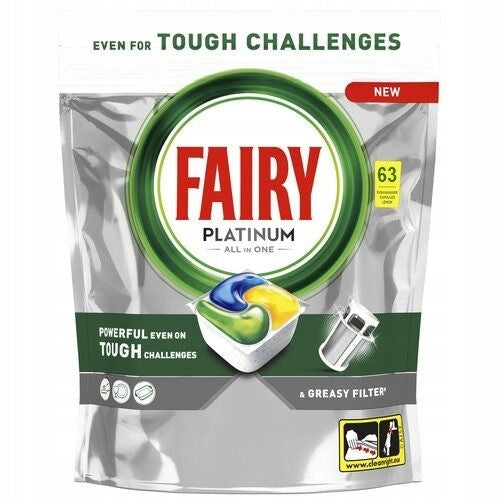 Fairy Platinum Lemon Dishwasher Capsules 63pcs
