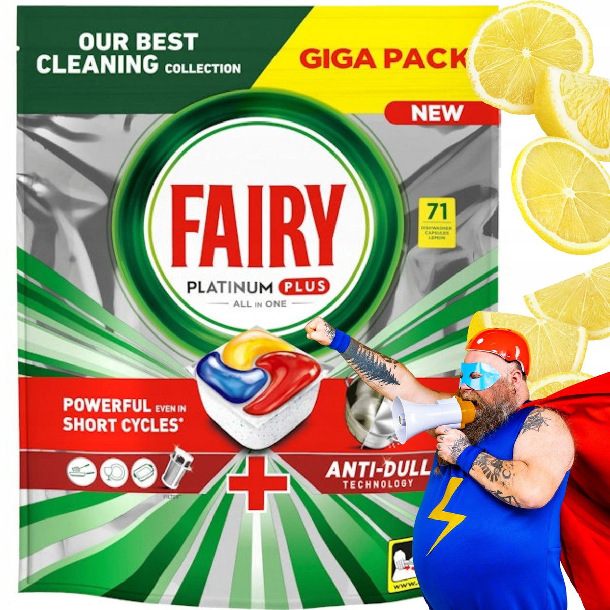 Fairy Platinum Plus All In One Dishwasher Capsules 71 Pack GIGA PACK Packaging status original