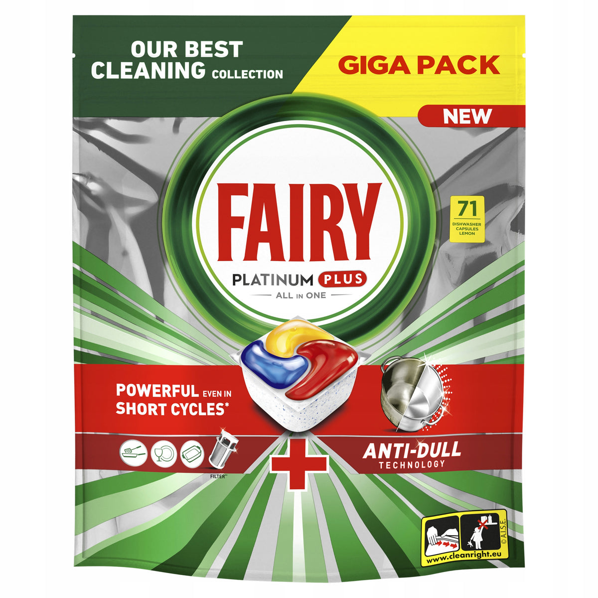 Fairy Platinum Plus All In One Dishwasher Tablets Lemon 2x71 Pack Manufacturer code 8700216236126