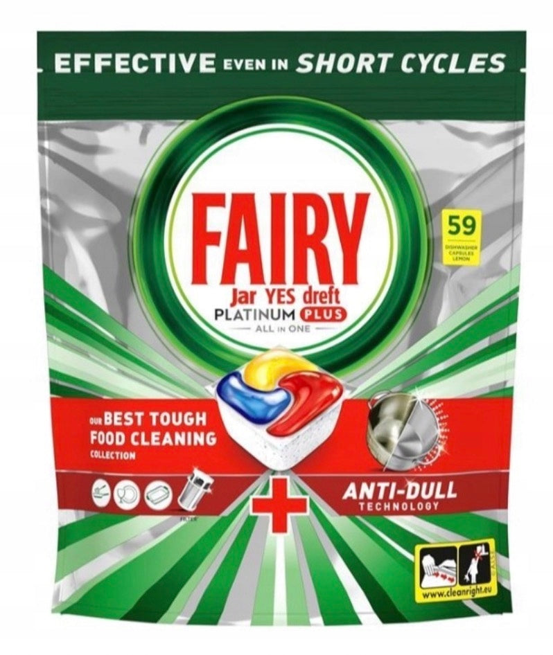 Fairy Platinum Plus Lemon 59 Pcs Dishwasher Capsules Cube Tablets