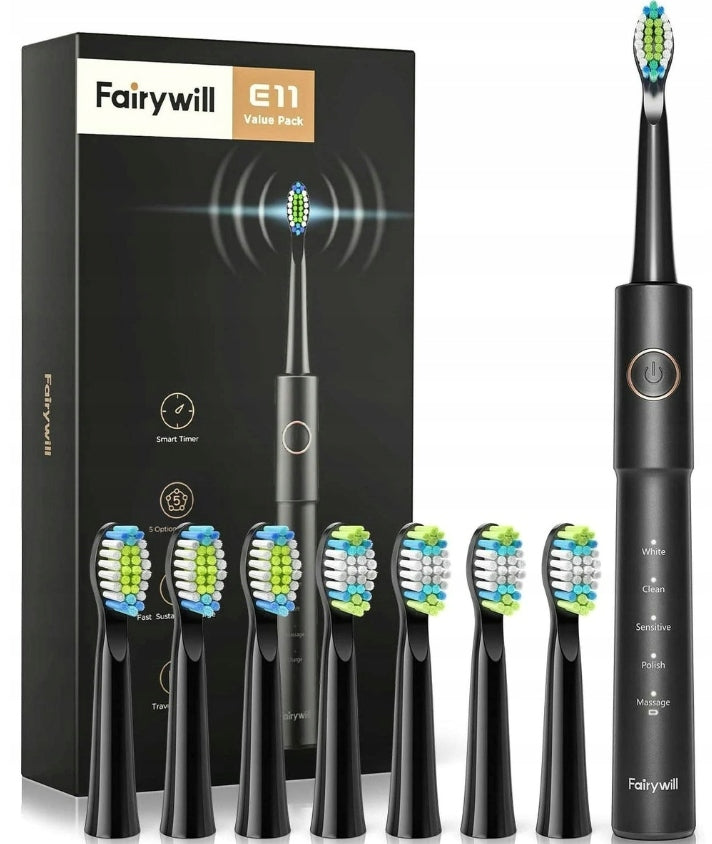 Fairywill FW-E11 black sonic toothbrush with timer