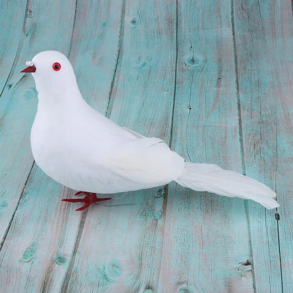 Fake Artificial Doves Birds Wedding Decoration , White, Standing Doves
