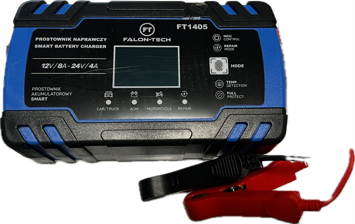 Falon-Tech Battery rectifier with repair function 12V-8A / 24V -4A Batteries included no