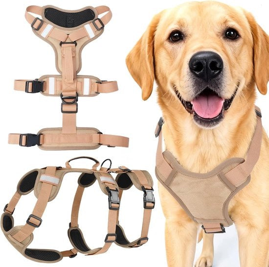 Famanu Dog Harness - Adjustable, Breathable - kaki, Size L