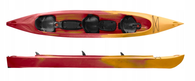 Family Canoe Polyethylene Triple 3+1 Roteko WALKER Lime 496cm Brand Roteko