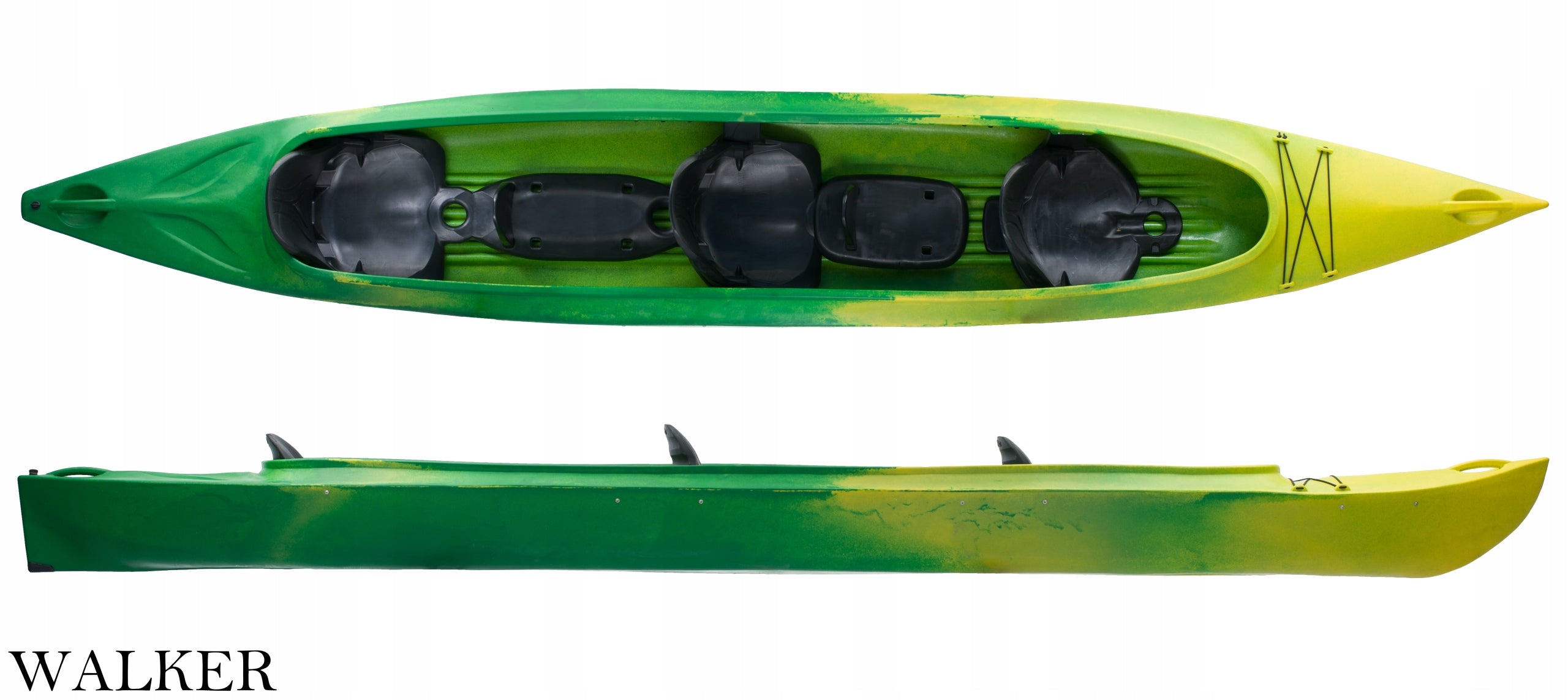 Family Canoe Polyethylene Triple 3+1 Roteko WALKER Lime 496cm