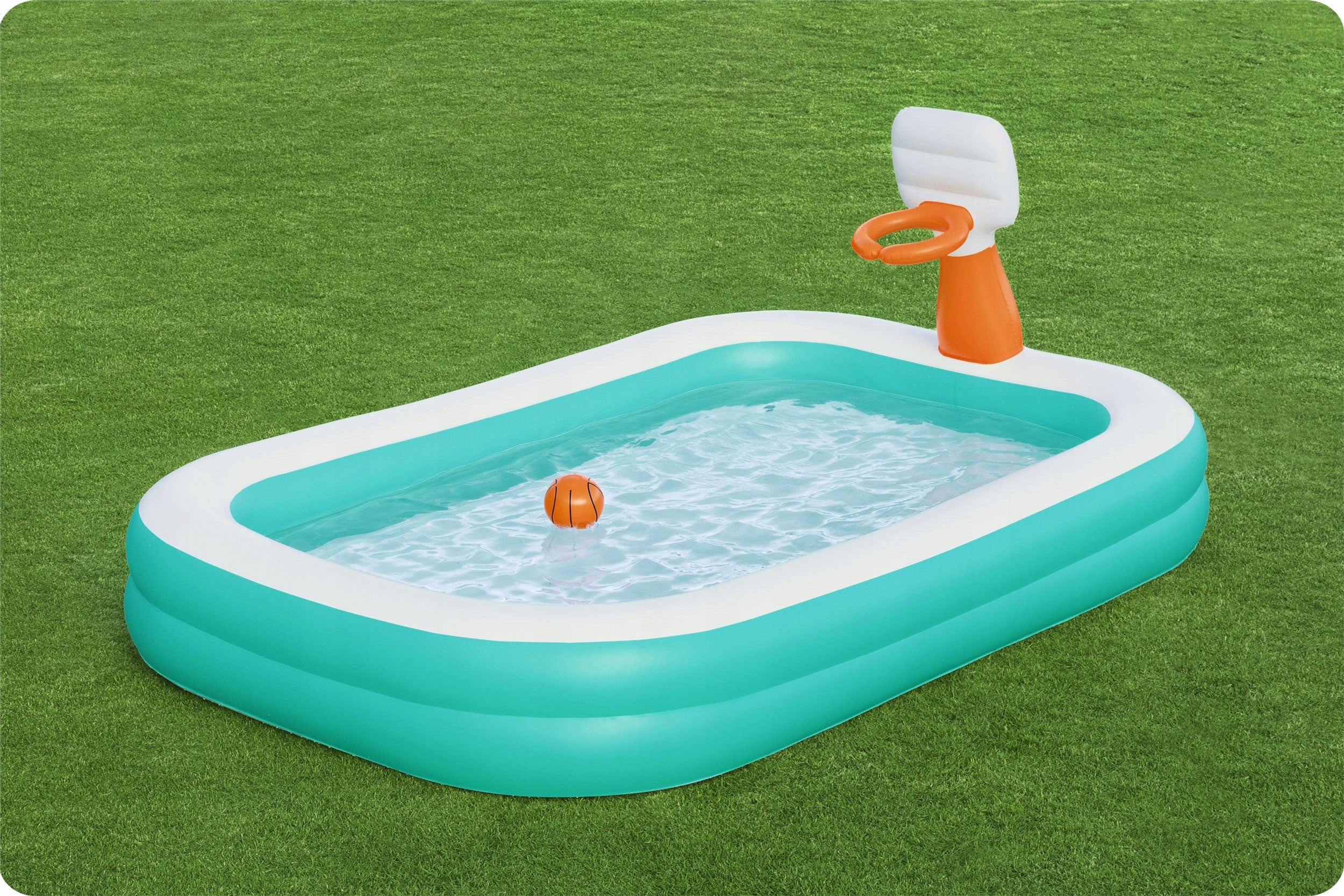 Family Inflatable Garden Pool for Kids Basketball 251x168cm Bestway Color blue