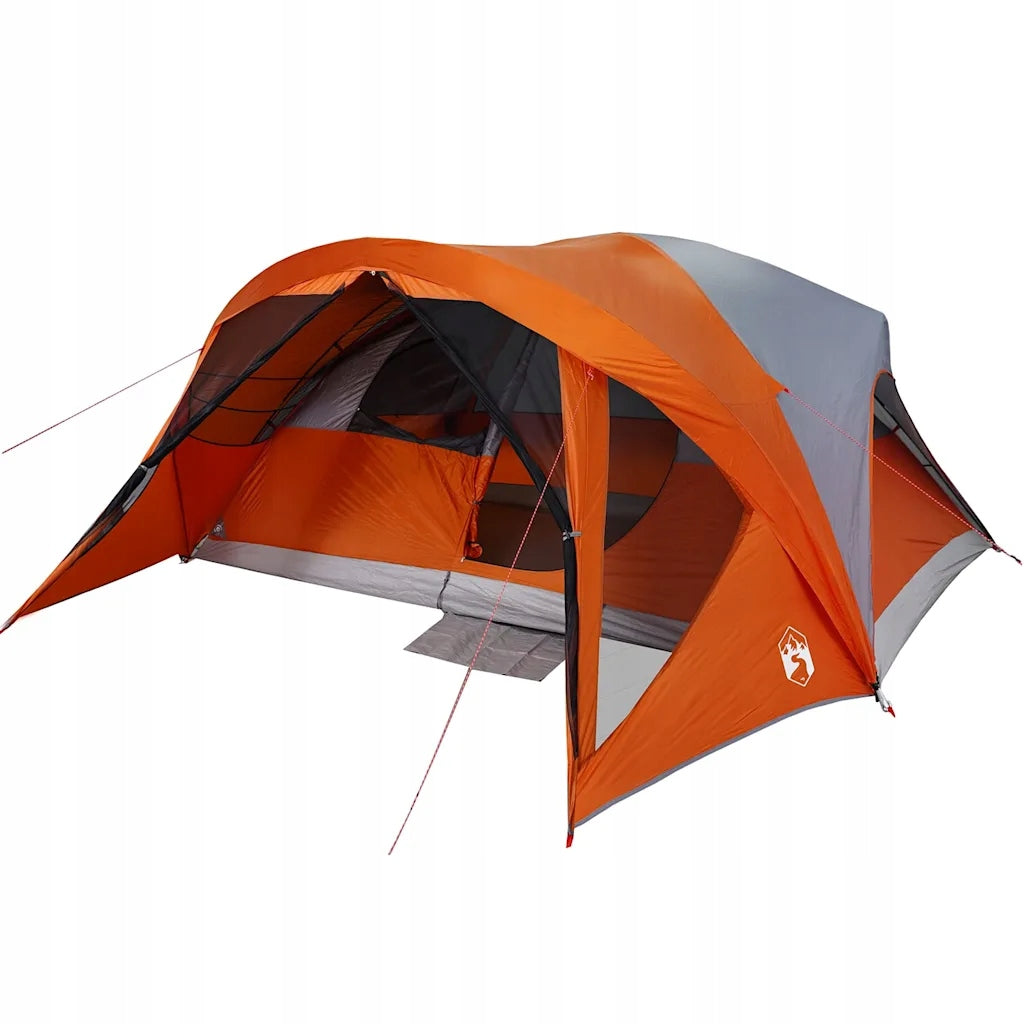 Family tent, 6-person, grey-orange, waterproof