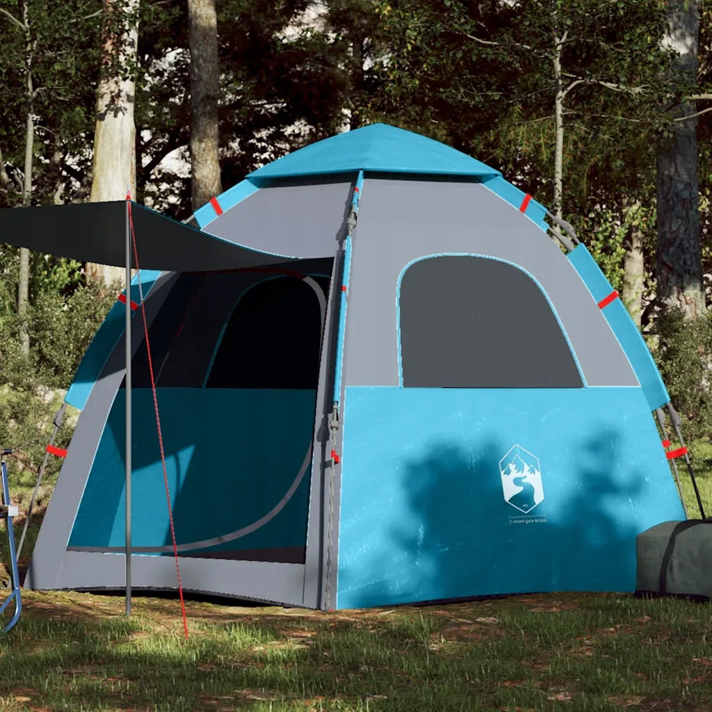 Family tent, cabin, 4-person, blue, quick unfolding Manufacturer code 4005333