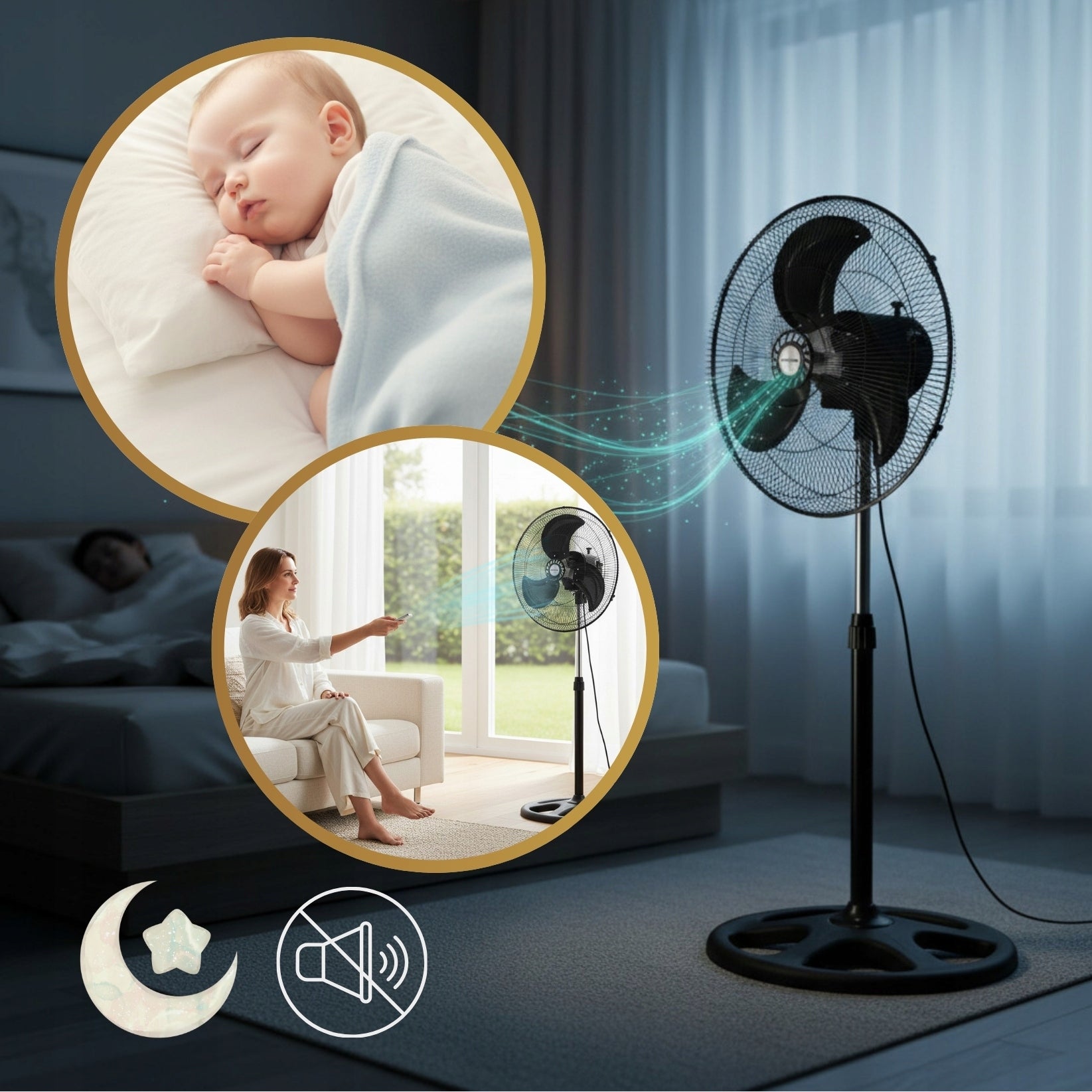 Fan 3in1 45cm Standing Desk Wall Mounted 50W Klausberg KB-9042 Functions oscillation automatic oscillation tilt angle adjustment height adjustment