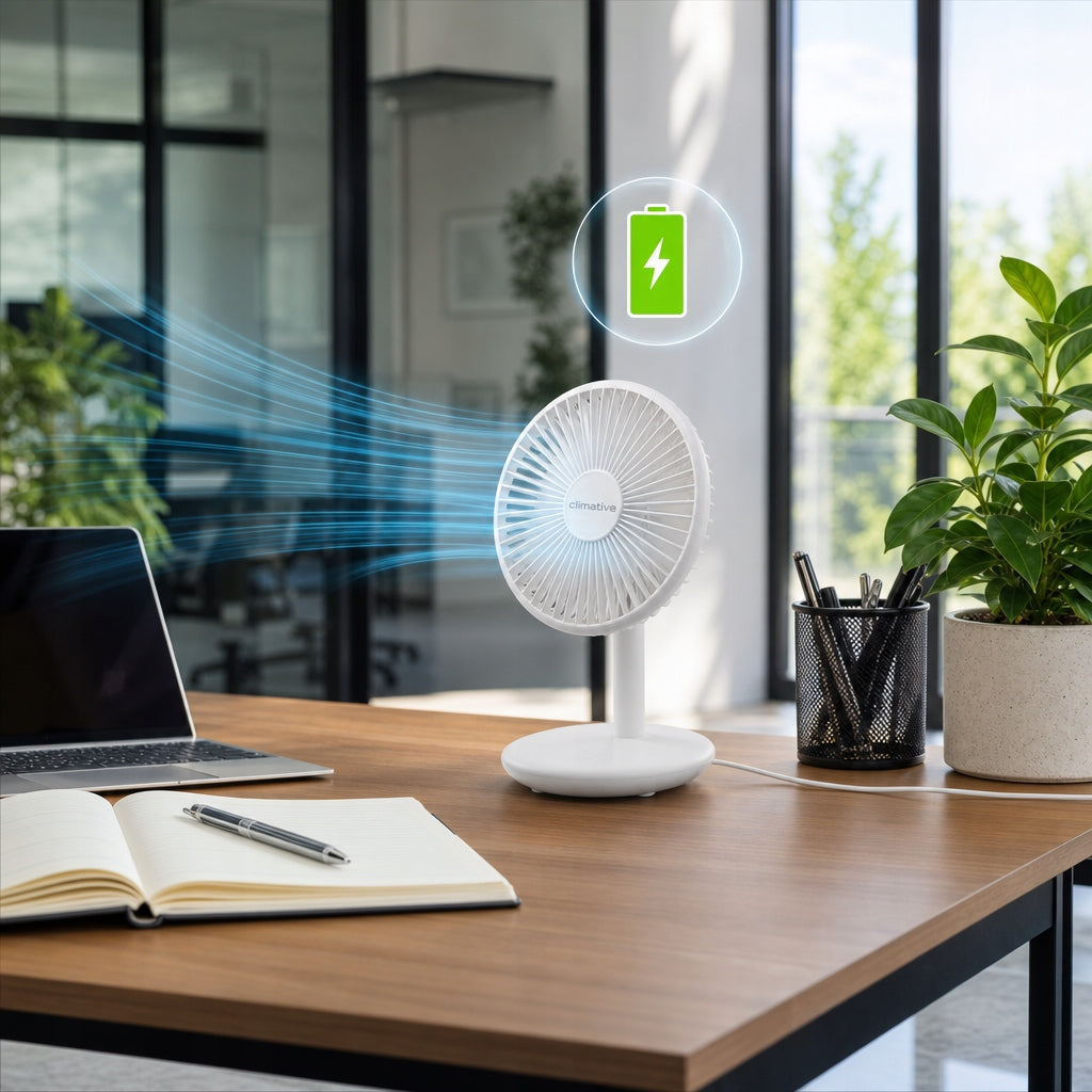 Fan Desk Fan 4000 MAh CLIMATIVE CoolGo Wireless QUIET Model Coolgo Przenośny wiatrak Akumulatorowy 4000 MAH