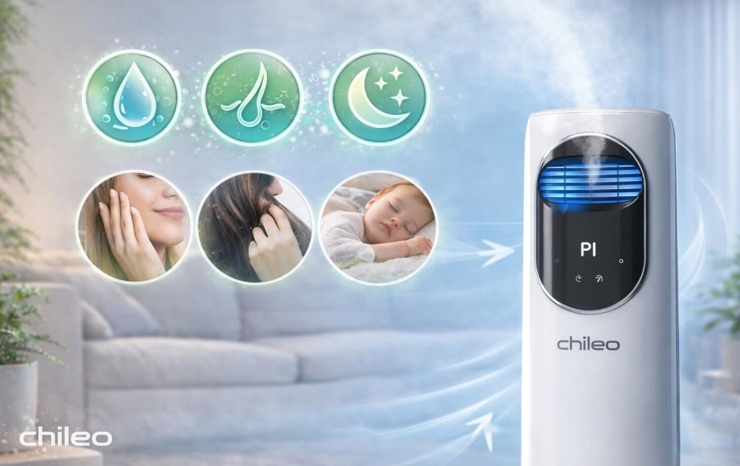 Fan Heating Cooling Humidification CHILEO AURA CH-101 Dominant color white