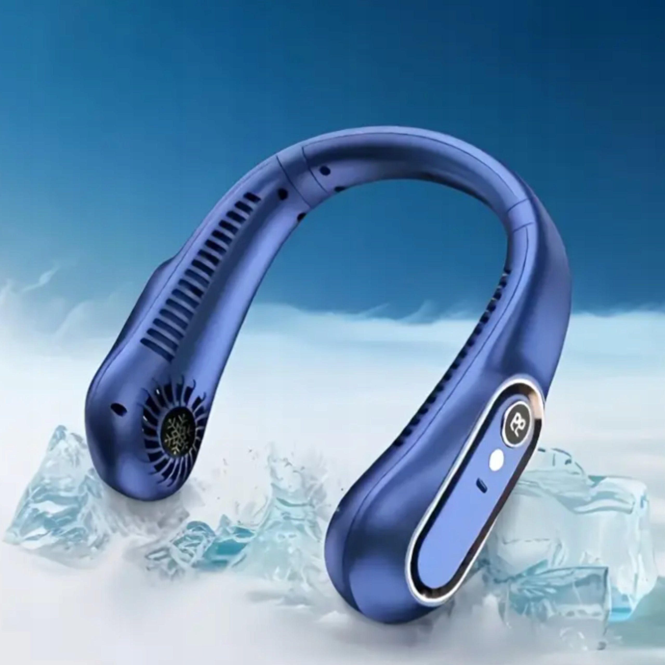 Fan Neck Windmill Neck USB Portable Cooling 5 Speeds LED Manufacturer code WENTYLATOR NA SZYJĘ KARK Blue Bezłopatkowy