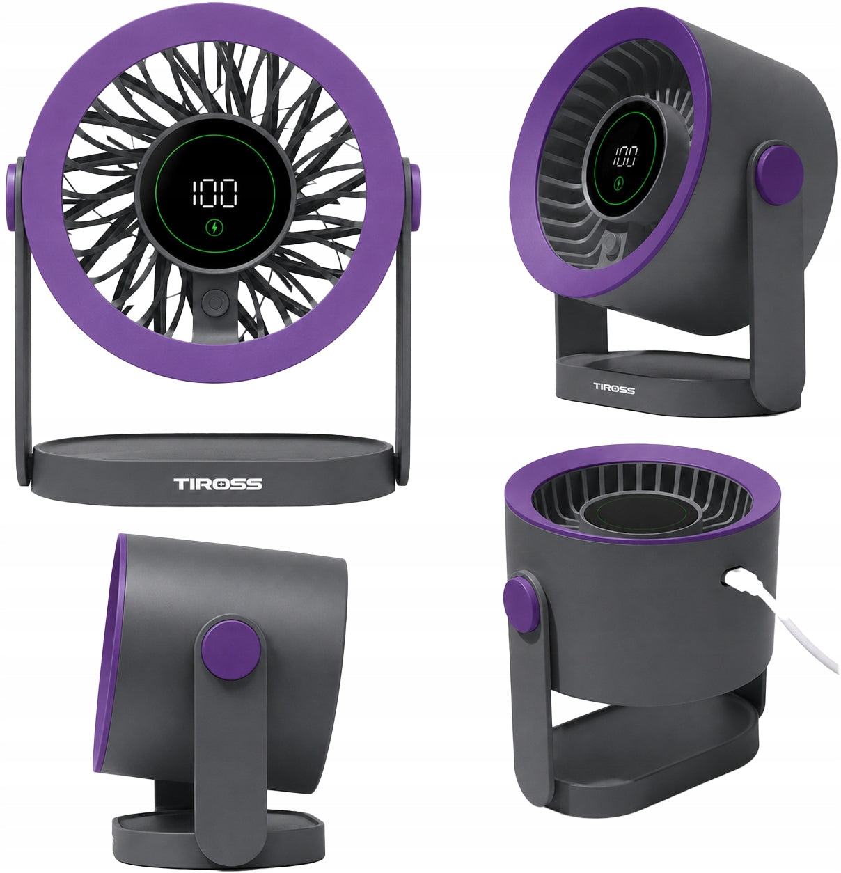 Fan Tiross fan powerful portable desk for cable graphite small