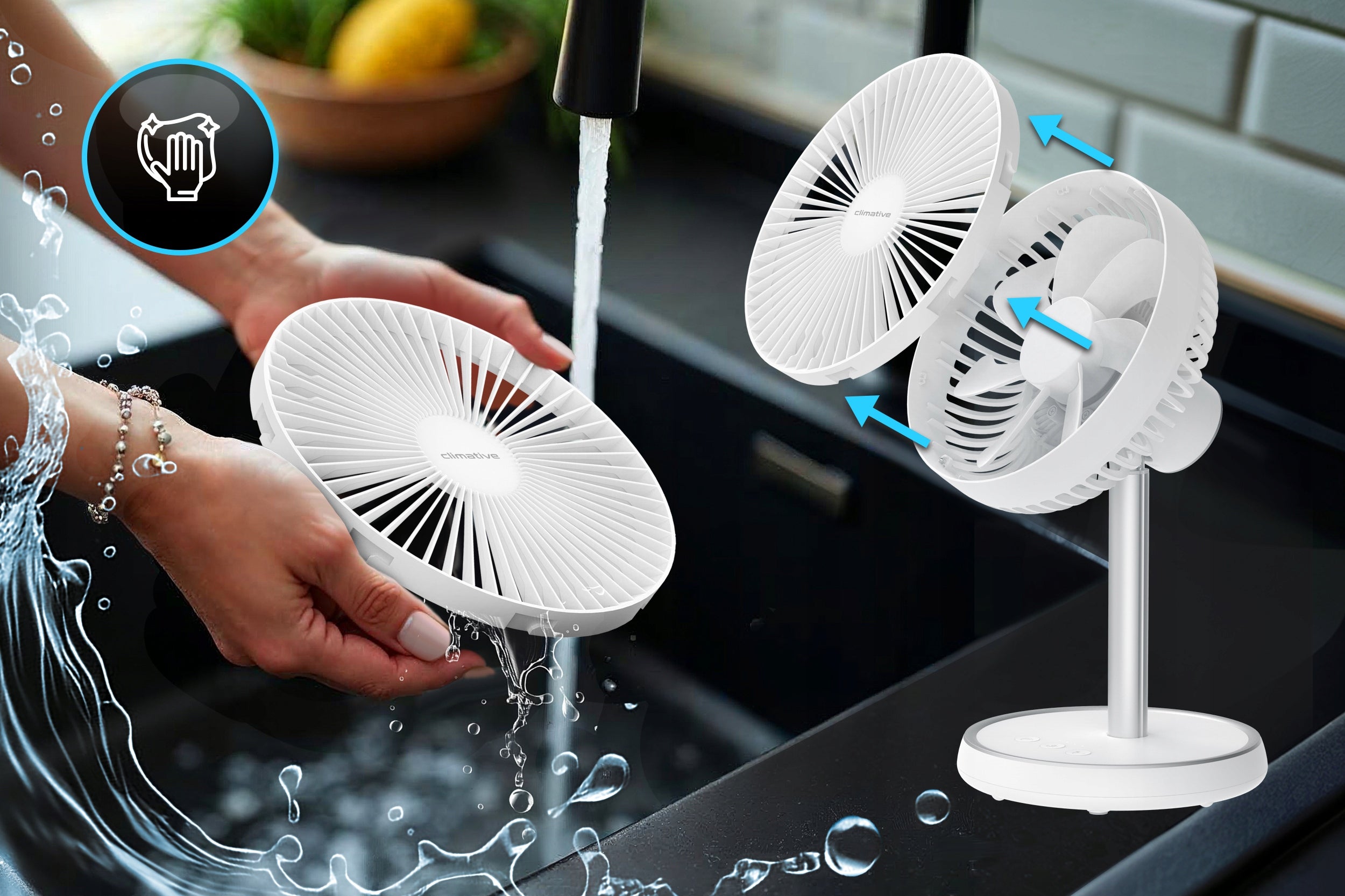Fan Windmill Desk 2in1 LiftGo 15h Wireless Standing 33-75cm Model Wentylator biurkowy bezprzewodowy oscylacja