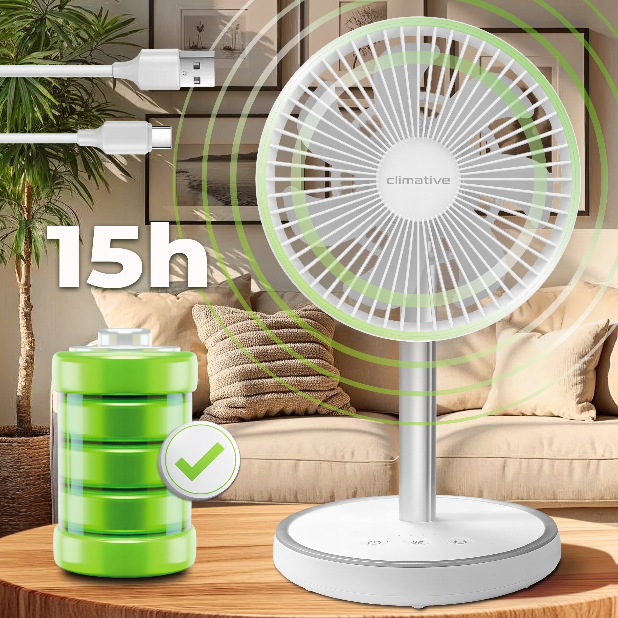 Fan Windmill Desk 2in1 LiftGo 15h Wireless Standing 33-75cm Packaging status original