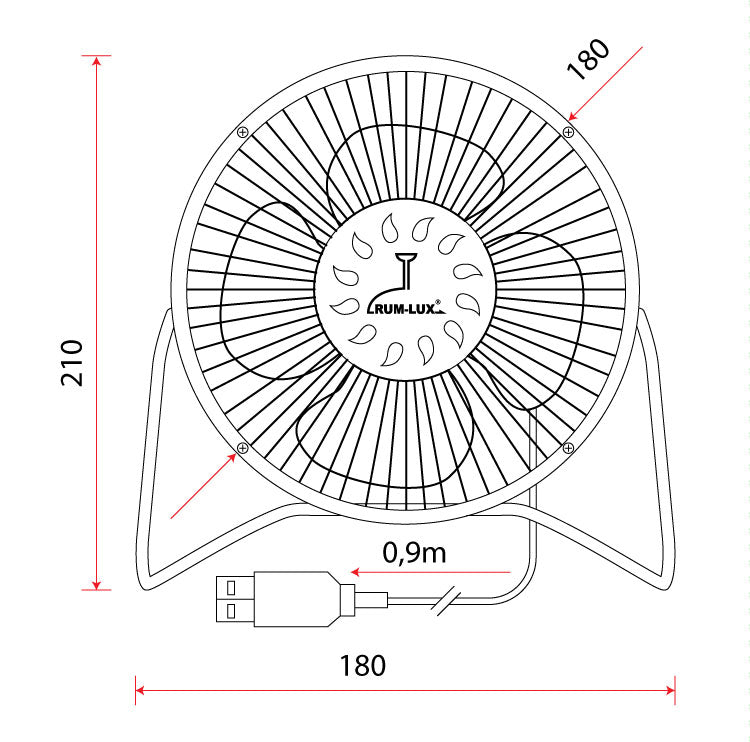 Fan desk fan usb ZEFIR 18 cm pink Model Zefir
