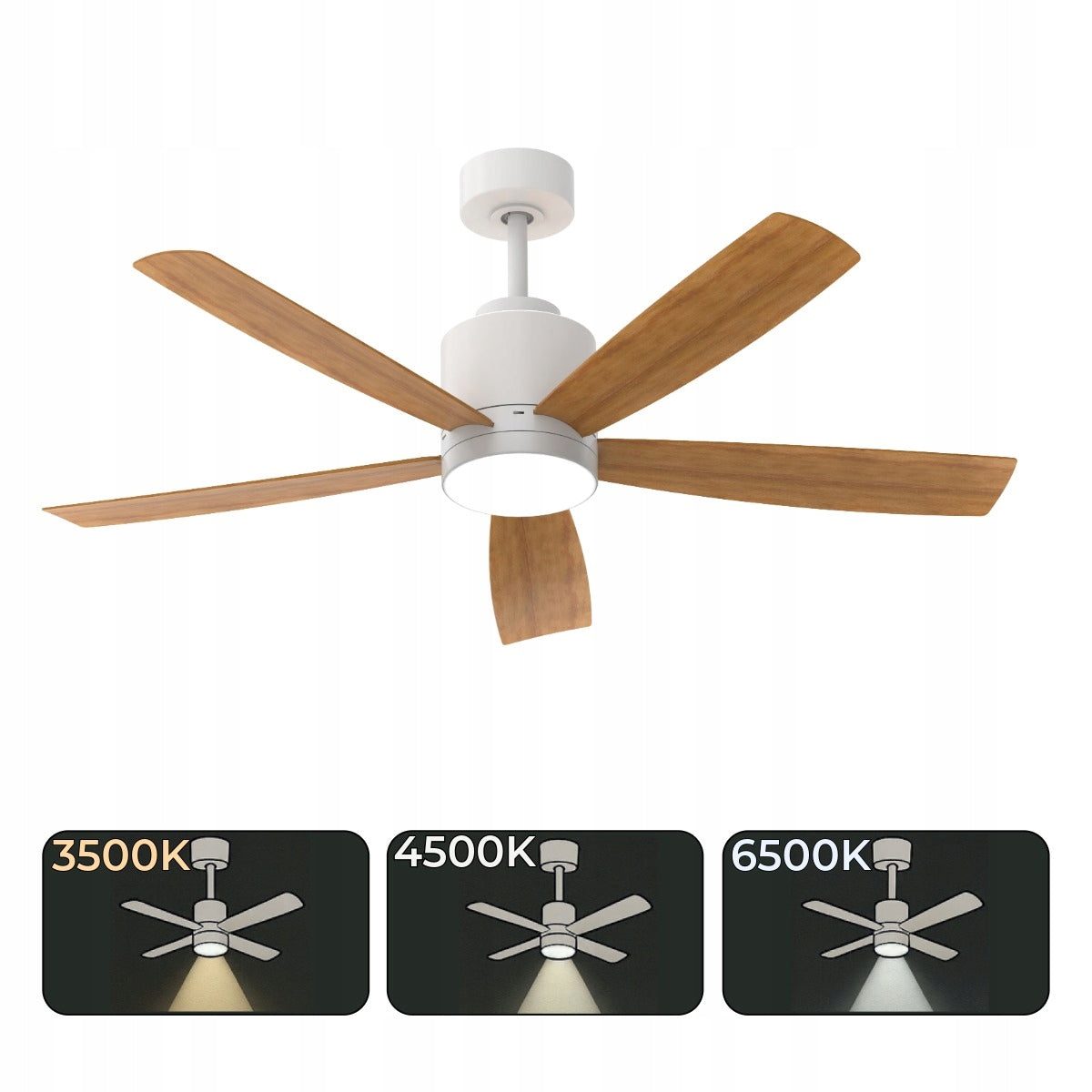 Fan with LED lamp 132cm 1980 lm Remote Control Silent 2in1