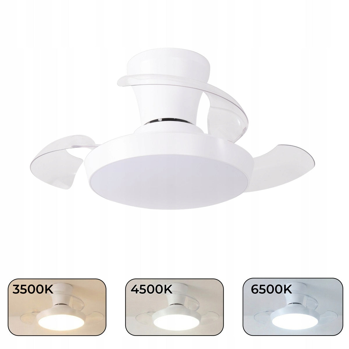 Fan with LED lamp 2880 lm Silent Remote Control Color Adjustment
