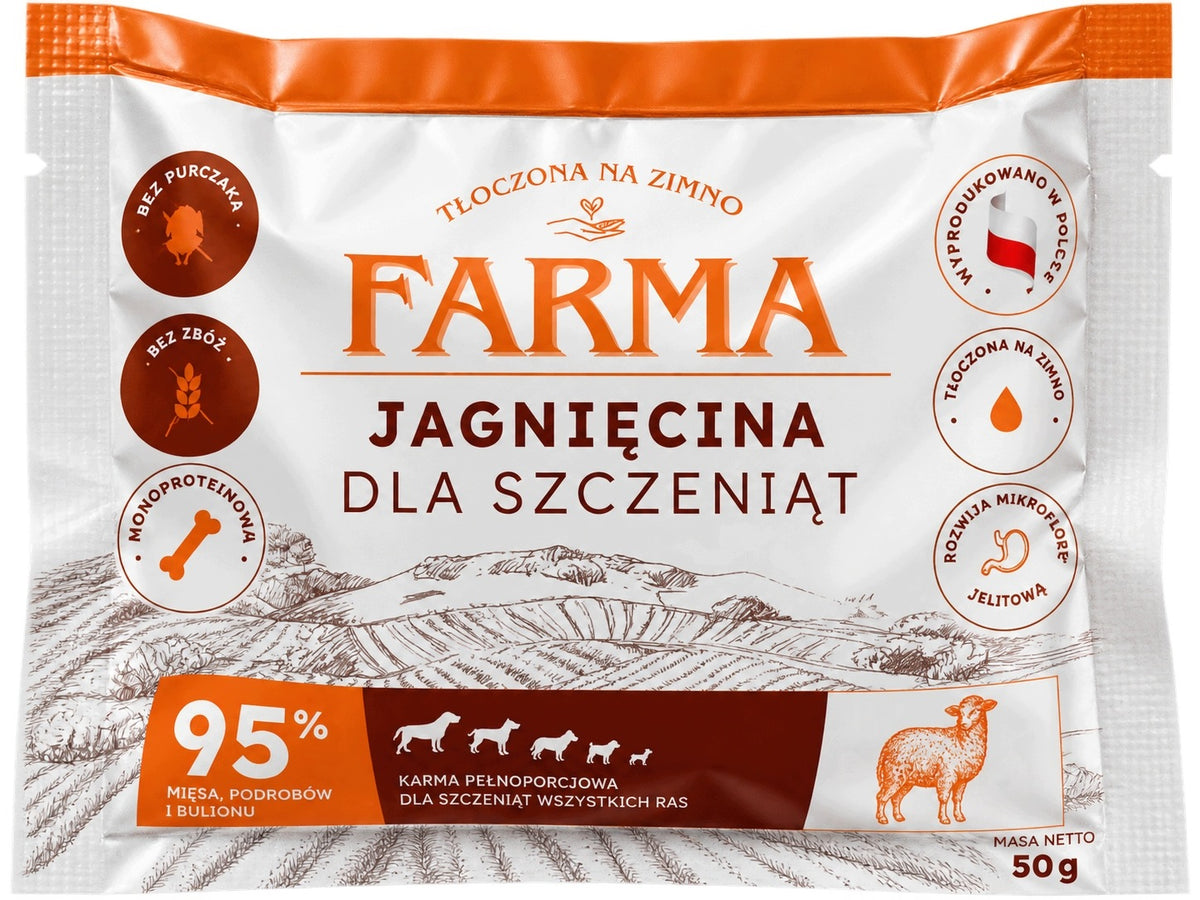 Farma Cold pressed lamb for puppies SAMPLE 50 G.