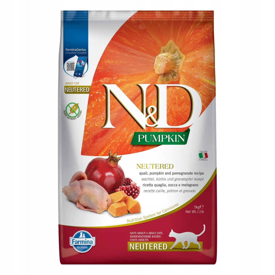 Farmina N&D Neutered 5kg Dry Food with Quail for Castrated Cats