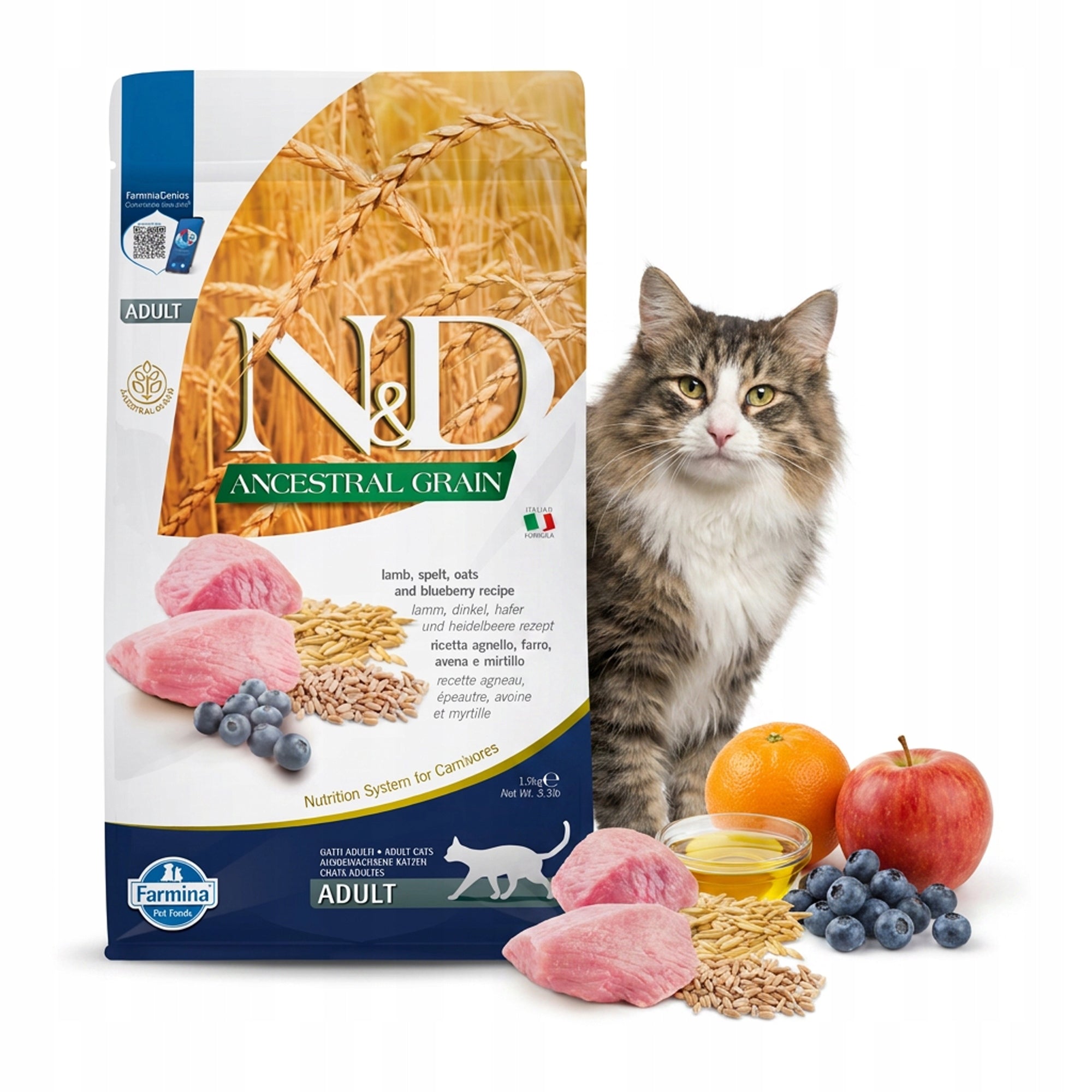 Farmina ND ANCESTRAL GRAIN Lamb Spelt Oats Adult Cat 1,5kg without corn