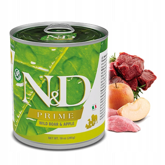 Farmina ND PRIME Boar & Apple Adult 285g wet dog food can