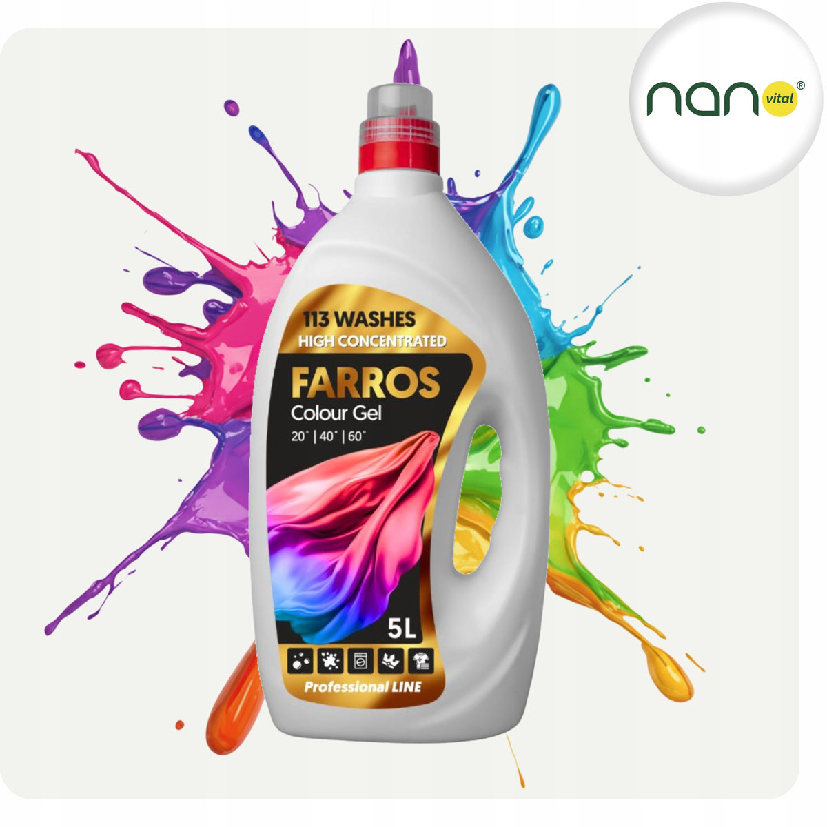 Farros Professional Line Colour Washing Liquid – Dense Color 5 l Efficient Packaging status original