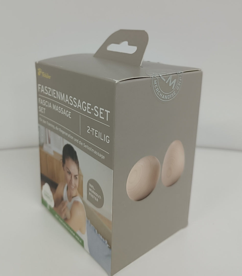 Fascia Massage Wood Set - 2 Pcs Wood Christmas Egg Color brown