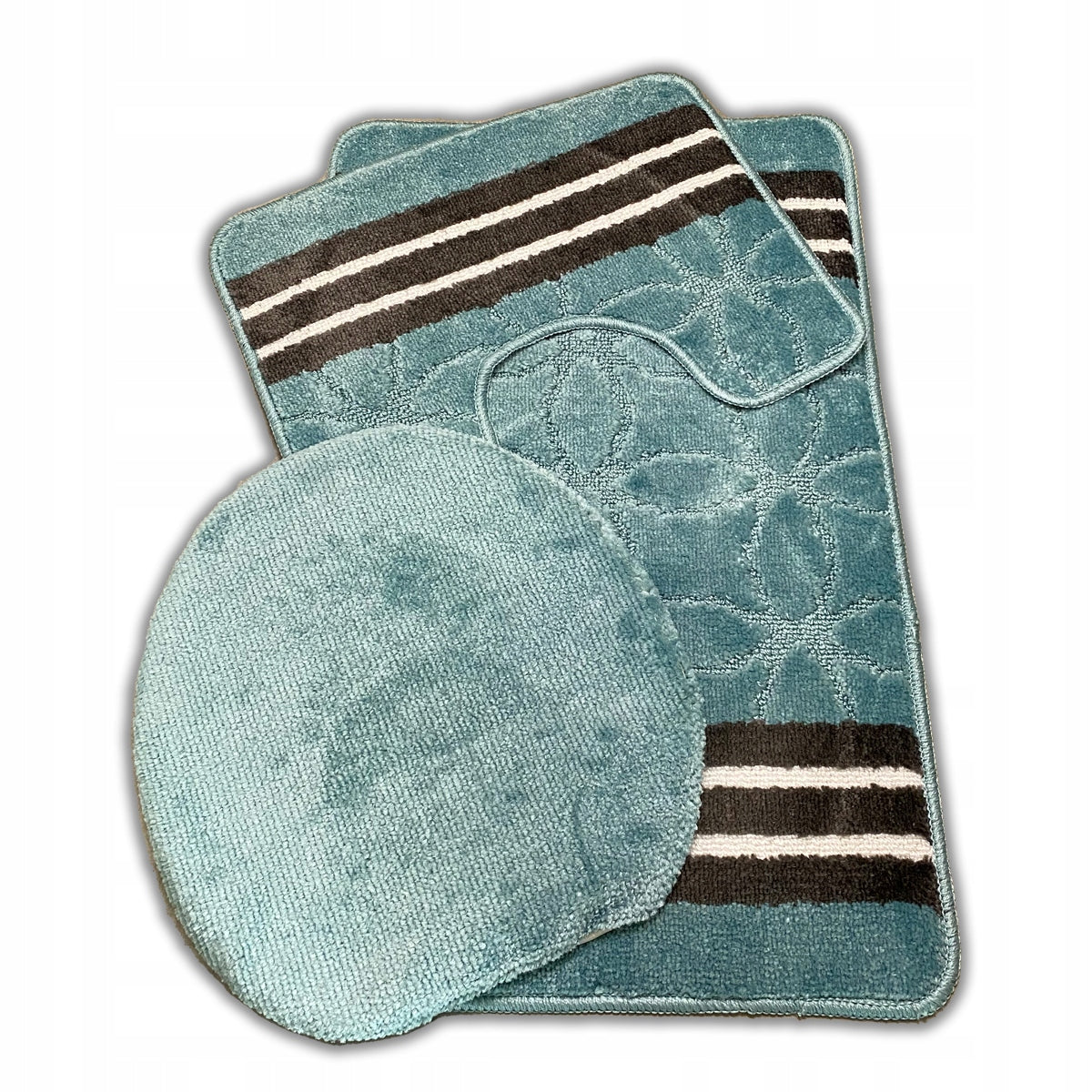Fashionable 3-piece rubberized bathroom mats
