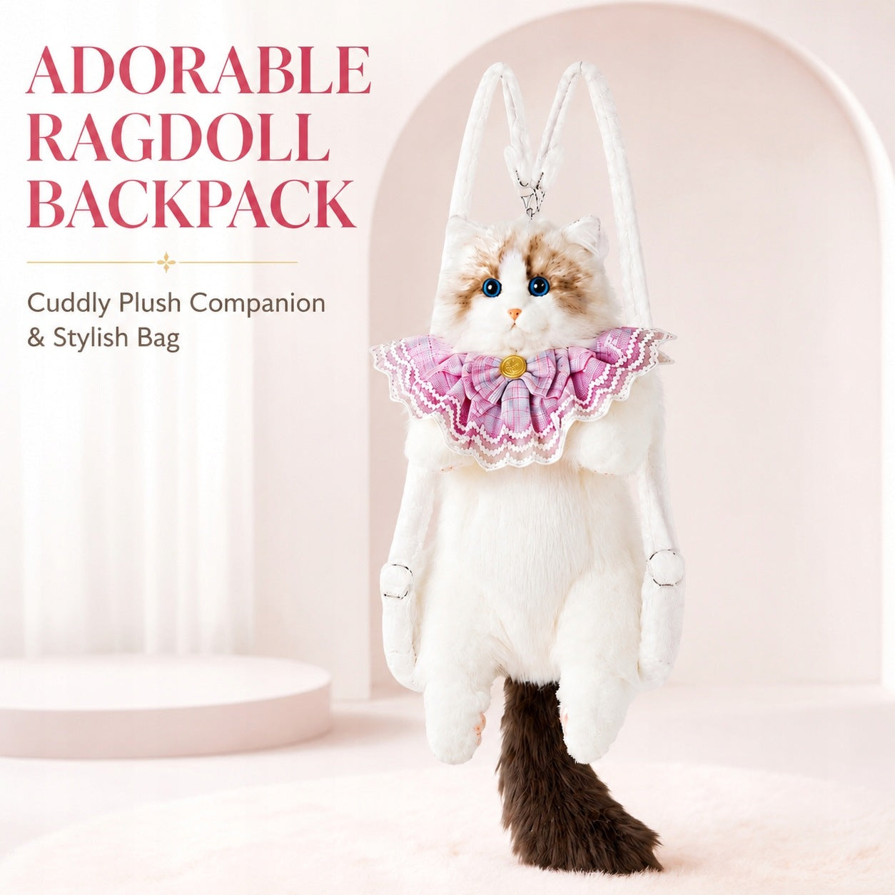 Fashionable Backpack Plush Kitten Gift for Girl Birthday Ma Packaging status original