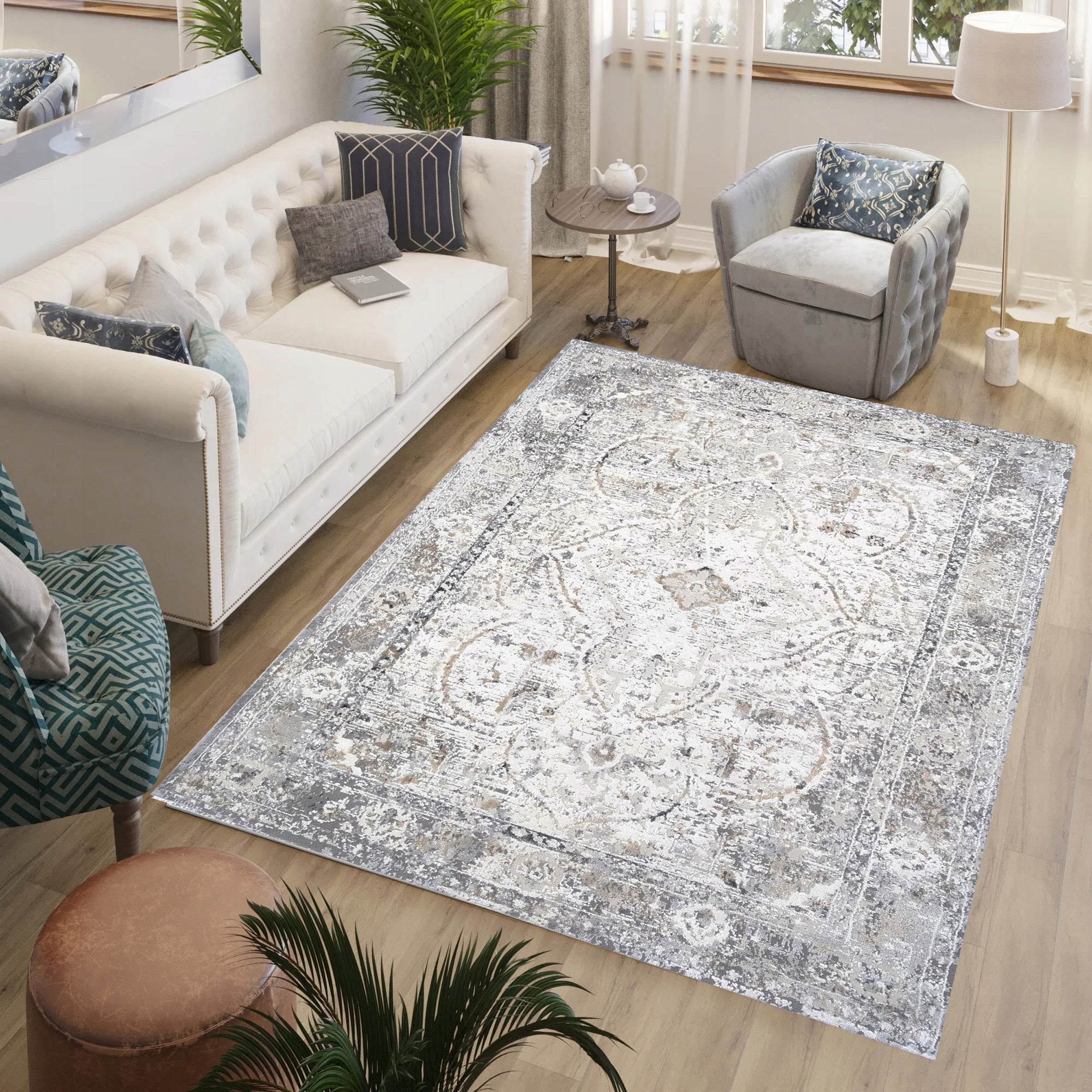 Fashionable Carpet Aged in Grey Shade for Living Room Bedroom 2x3 m Packaging status original