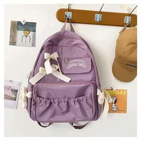 Fashionable School Backpack with Ribbon Bow for Teens, Students, Manufacturer code 11178