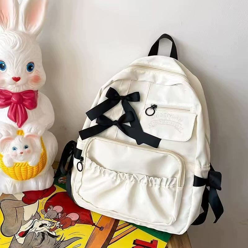 Fashionable School Backpack with Ribbon Bow for Teens, Students,
