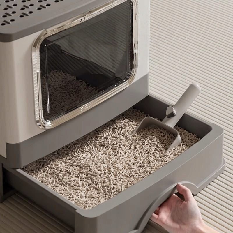 Fashionable Square Cat Cuvette with Drawer, Filter and Spatula | 52×39×39cm Kind closed litter box