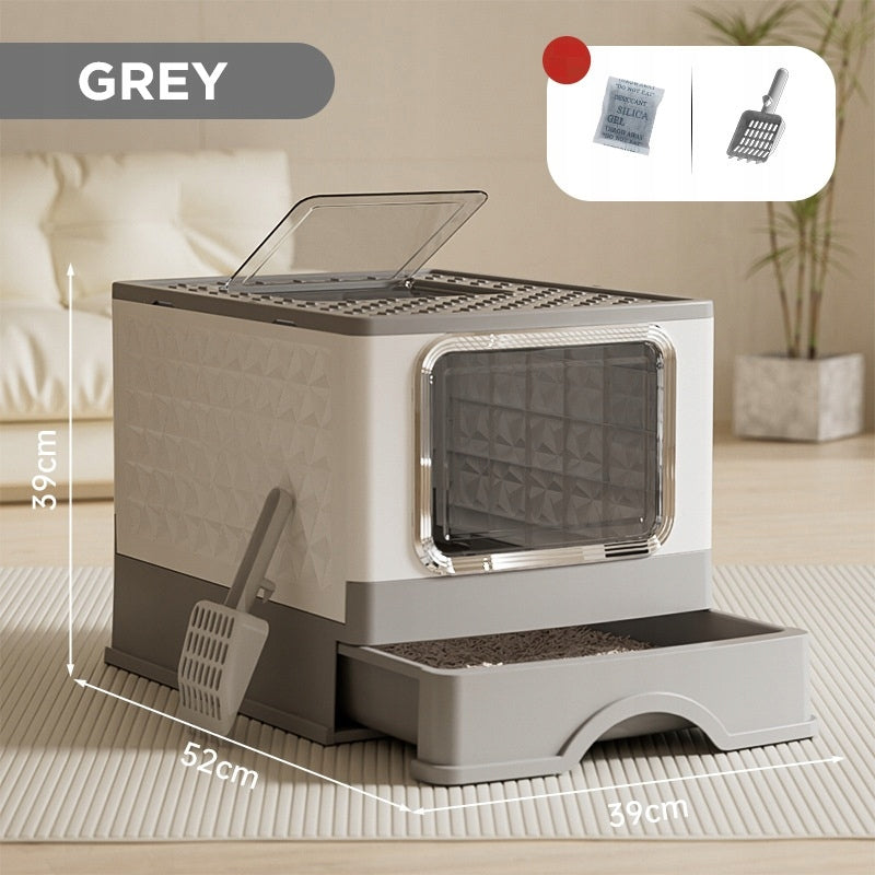 Fashionable Square Cat Cuvette with Drawer, Filter and Spatula | 52×39×39cm