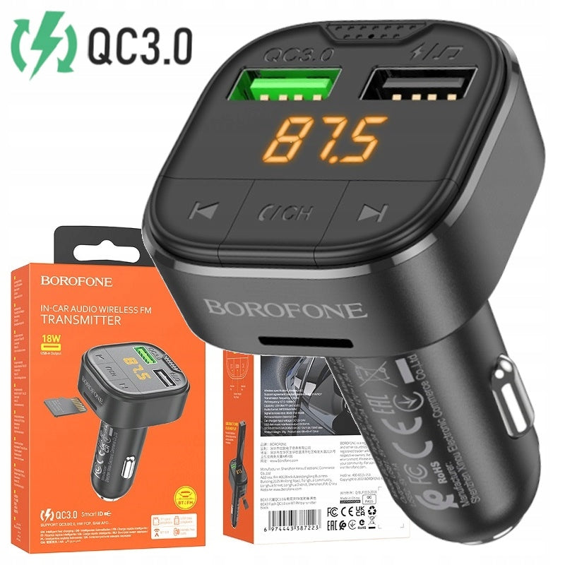 Fast Car Charger FM Transmitter QC3.0