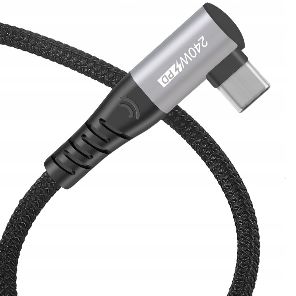 Fast Charging Angled Cable 48V/5A PD 240W 100cm 1m USB-C Manufacturer code Kabel USB C kątowy PD 240W 100cm U01CCR
