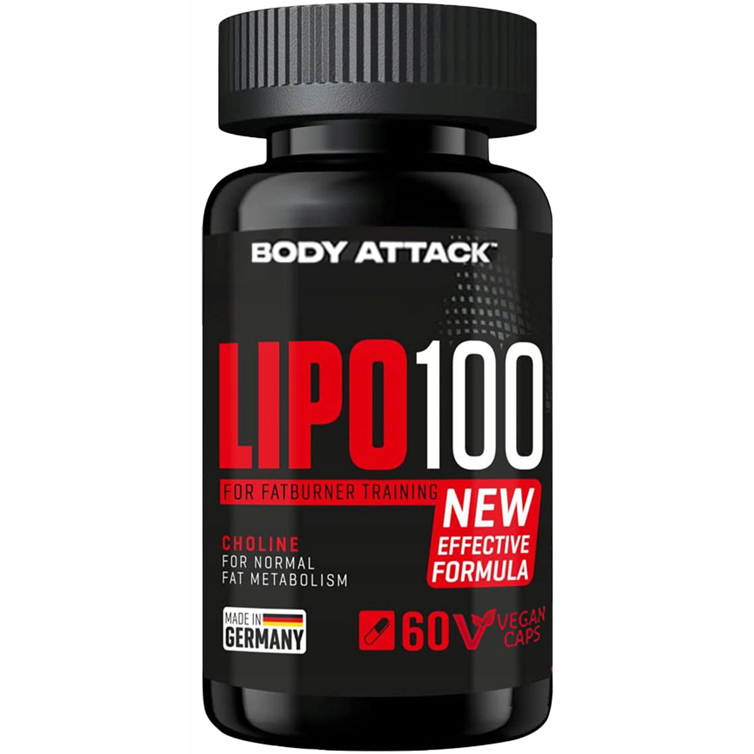 Fat Burner BODY ATTACK Lipo 100 60 Capsules Reduction Vegetable Diet