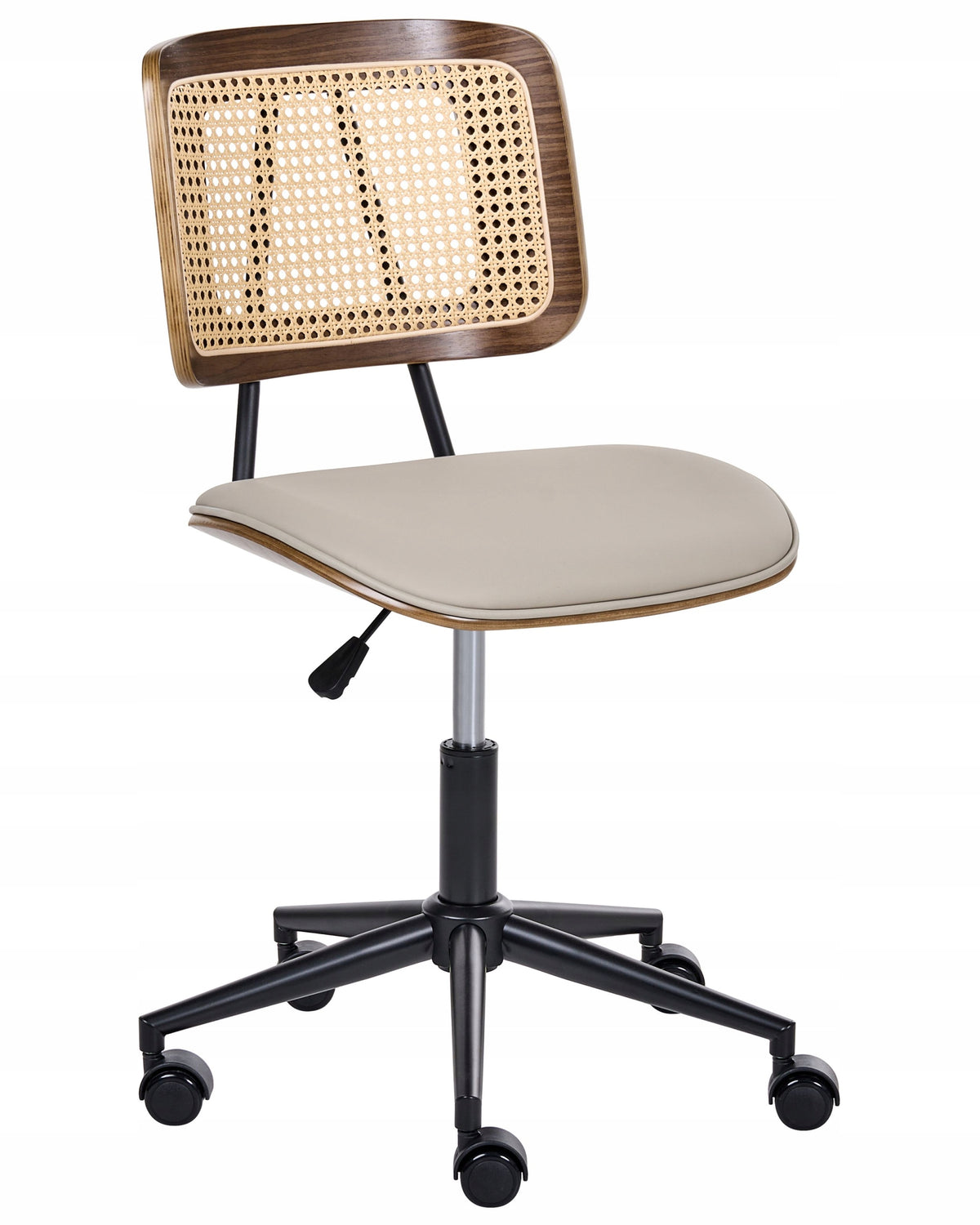 Faux Leather Office Chair Adjustable Wheels Beige Gray