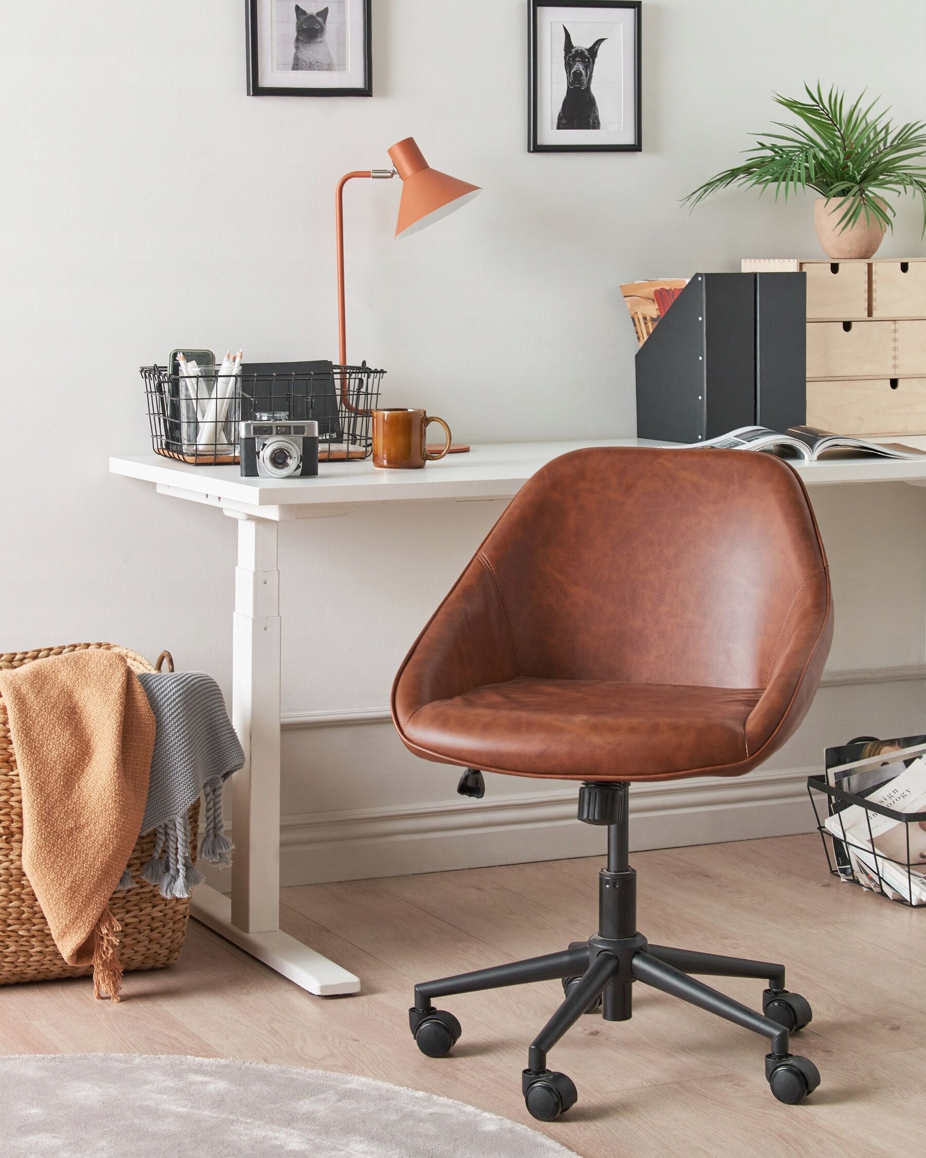 Faux Leather Office Chair Bronze Adjustable Swivel Packaging status original