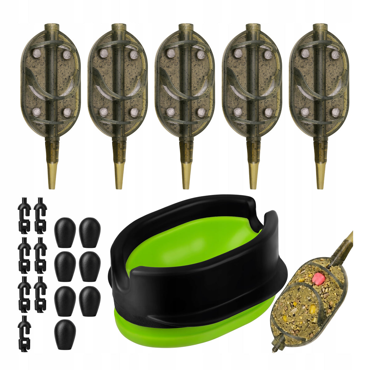 Feeder Methood Feeder Set 5x Bait Basket 30g+Form for Basket