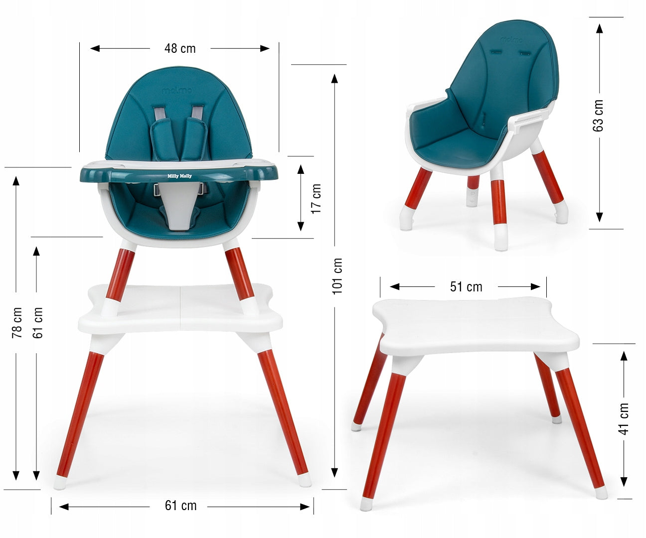 Feeding Chair 2in1 Milly Mally Malmo Modern Table+Chair Manufacturer code 5901761127447