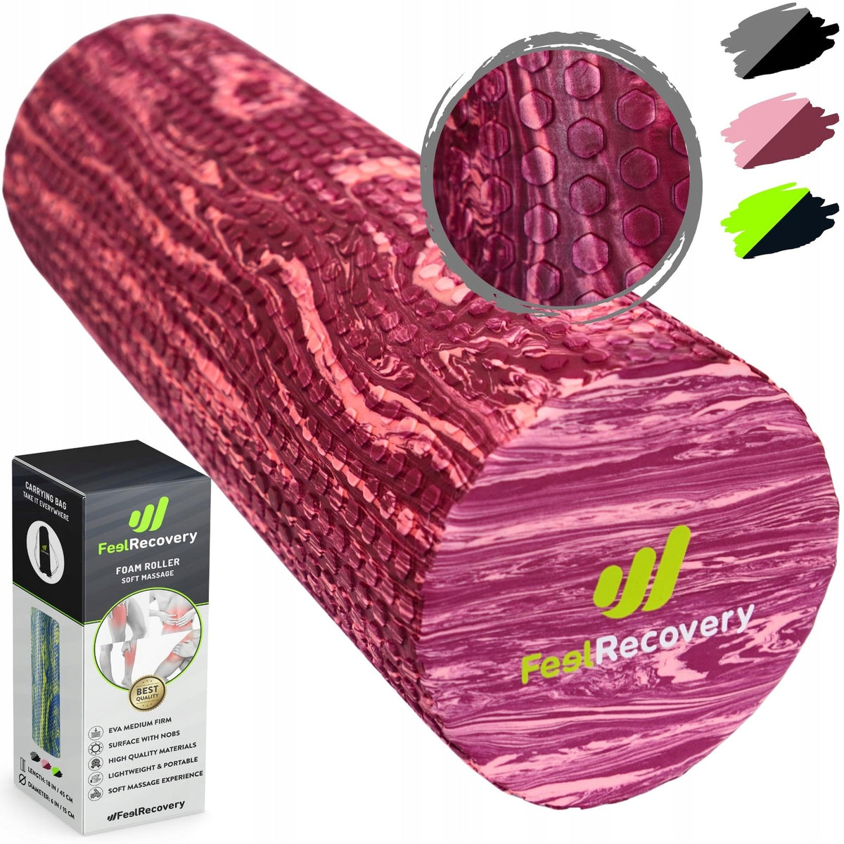 FeelRecovery Fascia Massage Roller 45x15 cm