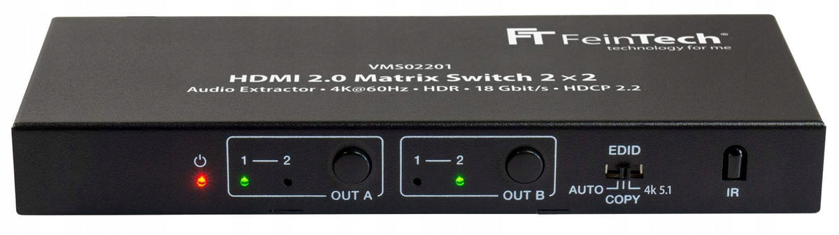 FeinTech VMS02201 Matrix Hdmi 2.0 2x2 with 4K Hdr SPDi Audio Extractor Number of ports 1
